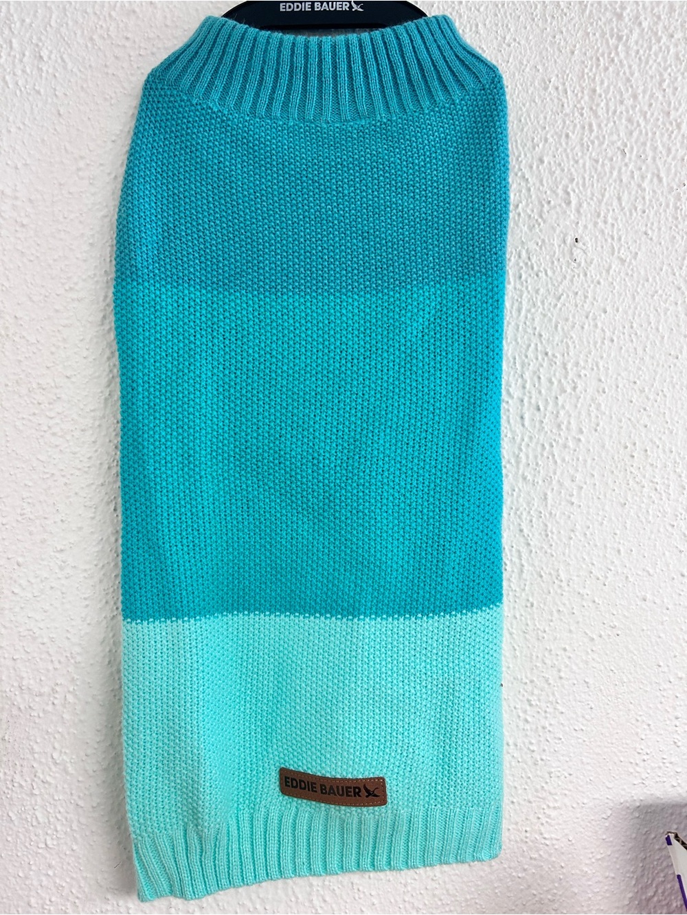 Eddie Bauer Blue Color Block Knit Dog Sweater NWT Large